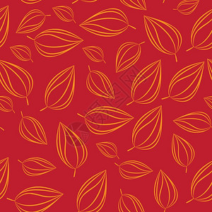 野樱莓填色本无缝的绿图案背景秋叶树插图设计图片