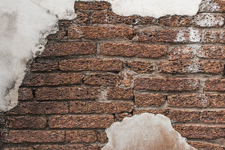 石膏块结石艺术栅栏白色墙壁和砖头古董棕色公司的背景和图案背景