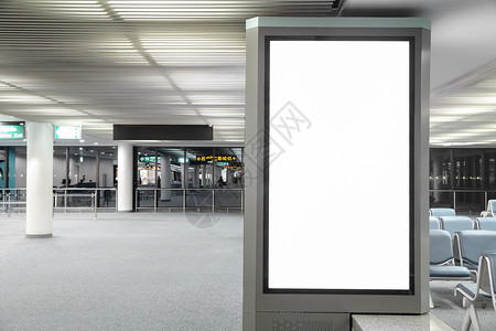 单位广告牌横幅机场数字媒体空白广告牌和背景模糊产品广告设计招贴板等挂牌单位千美元城市的内部背景