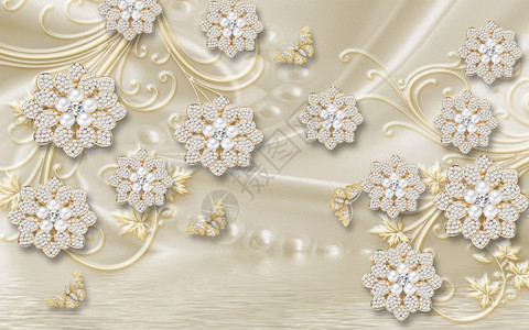 庆典美丽的复古3D墙底花岗珠宝钻石图片