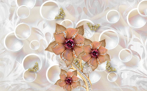 白色的3D墙底花岗珠宝钻石复古的粉色背景图片