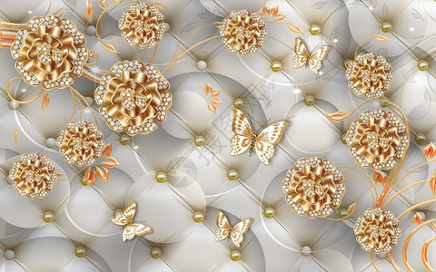 3D墙底花岗珠宝钻石复古的内部花背景图片