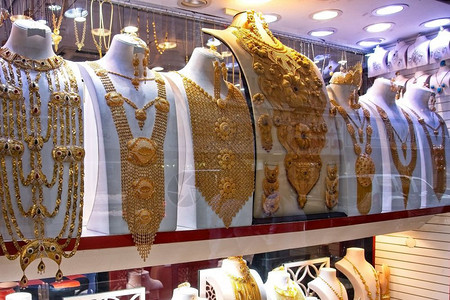 知名黄金市场旅游景点珠宝首饰店Dubai的参观地光胜珠宝装饰店商业纳达林文化背景图片