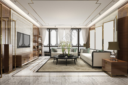 桌子地面墙3D提供豪华和现代客厅装饰风格图片
