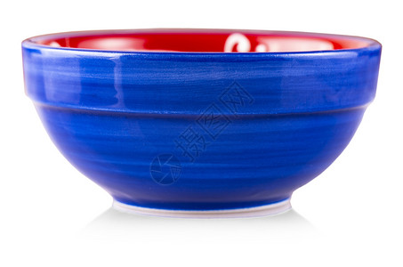 孤立的白色背景上蓝杯子艺术集体陶瓷制品图片