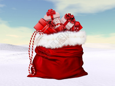 克劳尔惊喜圣诞大老人包在冬季景观3D渲染圣诞大老人包渲染目的假期设计图片