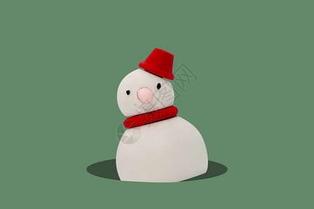 绿色雪球优质的清风雪人出洞绿色背景圣诞节日最低值概念潮人极简主义插画