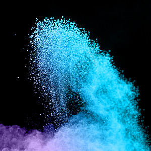 蓝色爆炸云高分辨率照片蓝色爆破火粉黑底优质照片度彩色艺术的解析度未来背景