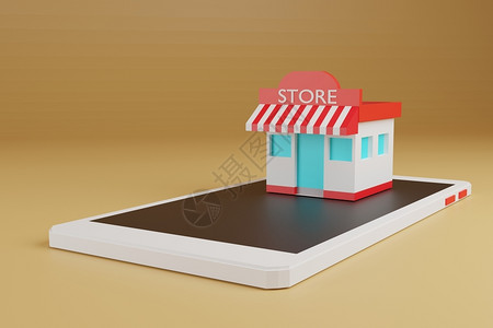 购买网上物电子商务店和智能手机盒式3d投影商业动画片背景图片