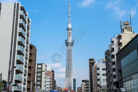 东京天空树位于日本东京清空时的镇街道上城市的场景奥运会图片