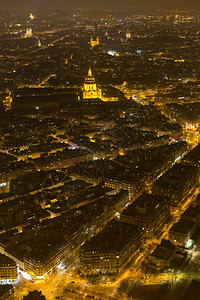无效法国从埃菲尔铁塔看巴黎的夜景地平线图片