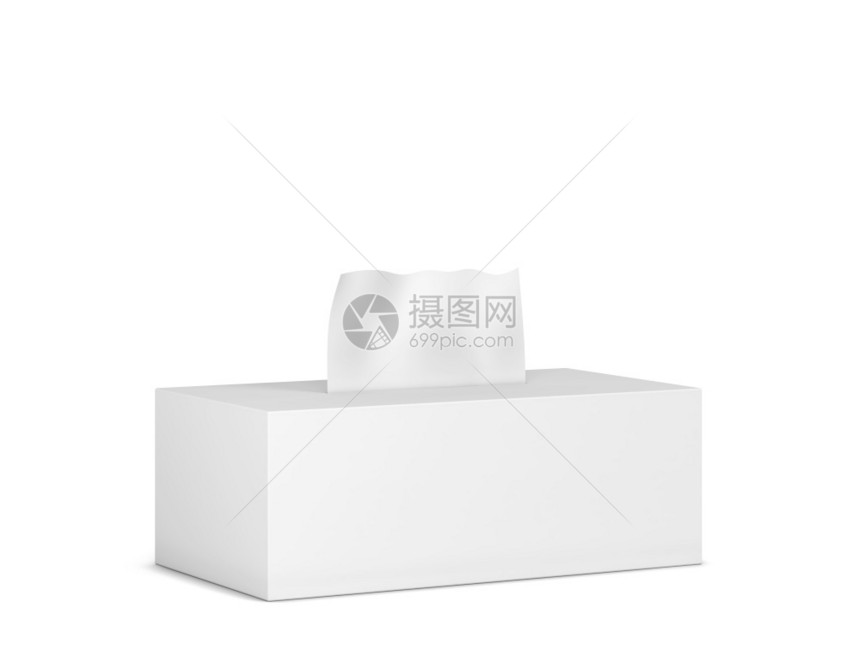 纸盒白色背景上孤立的空白组织盒模拟3d插图哭健康图片