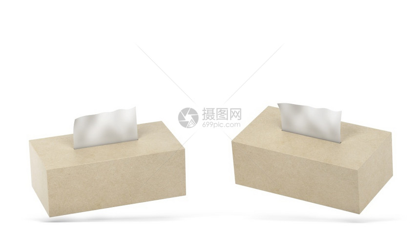 冷静的白色背景上孤立的空白组织盒模拟3d插图抽鼻子手帕图片