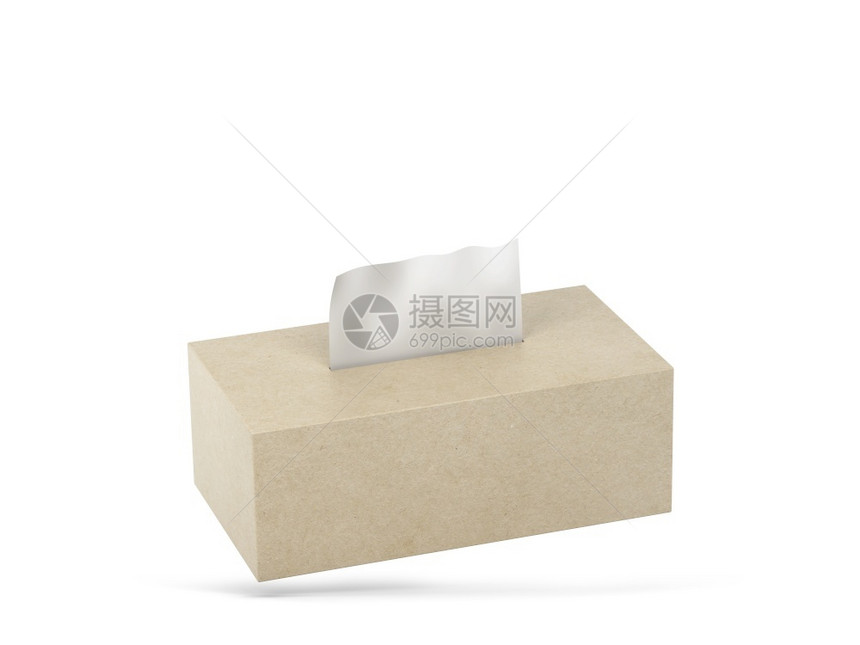 白色背景上孤立的空白组织盒模拟3d插图手帕嗅图片