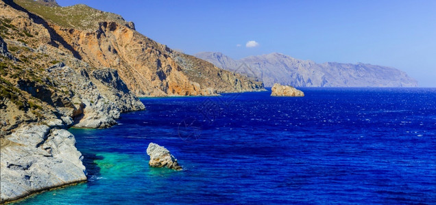 徒步旅行希腊AgiaAnna小海滩雪糕希腊绿松石美丽图片