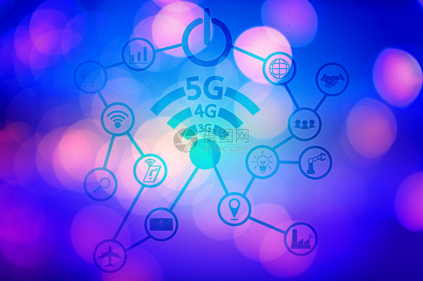 象征抽的电信5g互联网概念与商人按钮的互联网概念图片