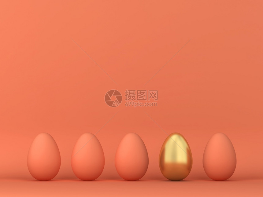常设金融有创造力的第3行中一个独的蛋3D插图最小化概念图片