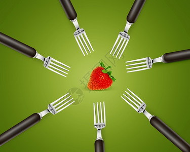 诱人可口草莓可口一组叉之间个草莓可爱的吸引人设计图片