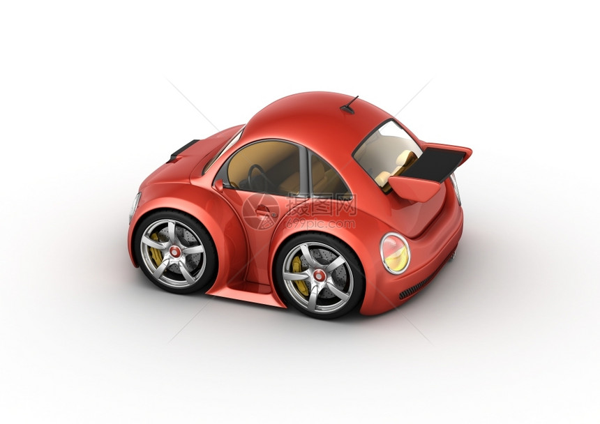 幼稚白色背景微冲锋机系列3D型红色运动车缩影白的图片