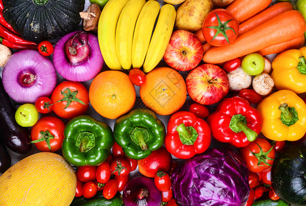 蔬菜框架健康或素食概念顶视图复制空间茄子丰富多彩的绿色图片