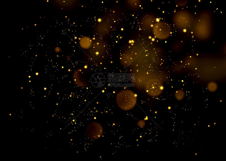黄金闪亮的恒星光和bokehMagic灰尘抽象本底元素用于您的产品圣诞节喜庆的宇宙图片