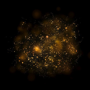 黄金麻油散子闪光黄金亮的恒星光和bokehMagic灰尘抽象本底元素用于您的产品海浪宇宙设计图片