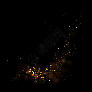 黄金散景闪烁为了宇宙的黄金闪亮恒星光和bokehMagic灰尘抽象本底元素用于您的产品设计图片