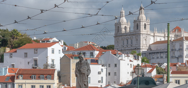 葡萄牙阳光明媚的一天里斯本线的空中观察大教堂欧洲传统的图片
