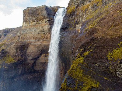 冰岛自然海弗斯瀑布景观全和冒险概念背历险小路和平悬崖图片