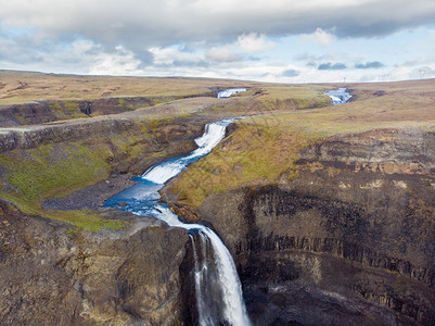 冰岛自然海弗斯瀑布景观全和冒险概念背历险冰岛的悬崖环境图片