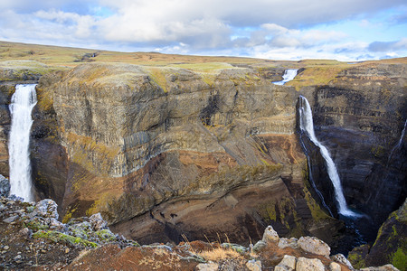冰岛自然海弗斯瀑的风景和冒险概念背海洋之水在冰岛自然中的景观峡谷极好摄影图片