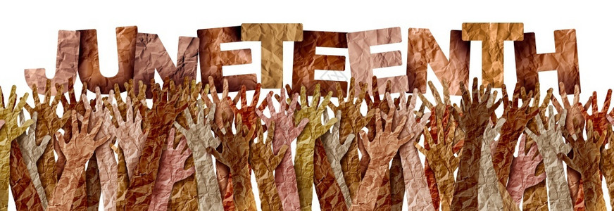 美国自由日插图一种多样和解纪念奴隶制结束为社会正义概念或解放日的6月19节或青少年节以3D插图风格代表自由和平等庆祝活动三维插图式设计图片