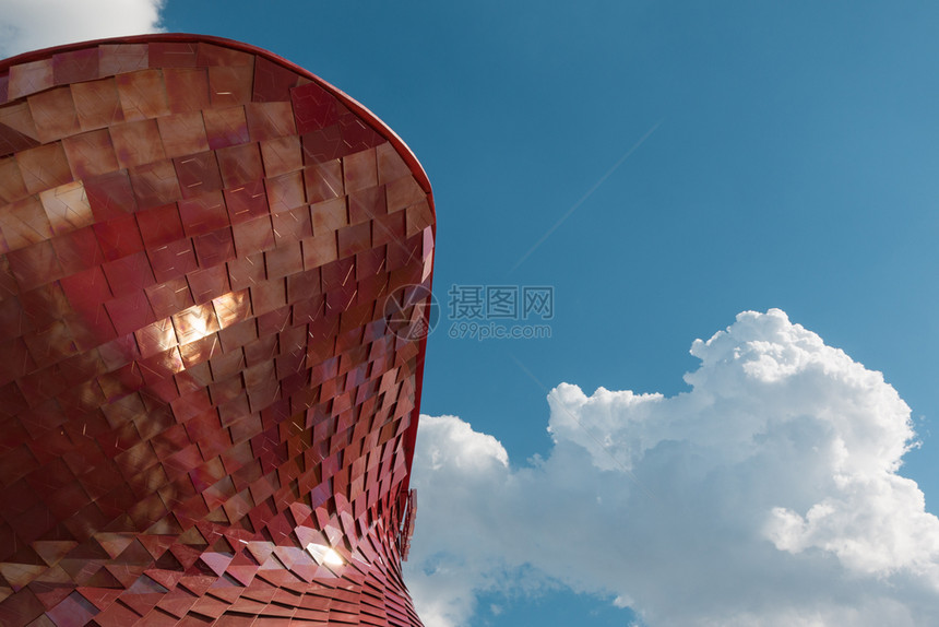 意大利米兰博览会未来巨型结构曲线红楼外面图的详细节意大利米兰博览会未来派欧洲的亭图片