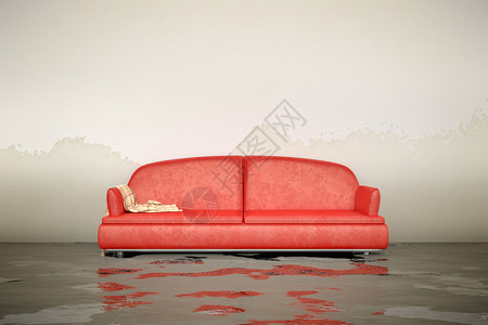 3起内水损坏红色沙发垃圾一种走廊图片