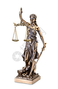 目的刑事古董白种背景孤立的正义雕像图片