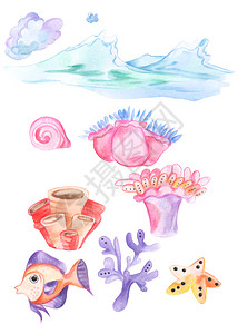 画虾海居民和洋生物的手风水颜色与世隔绝海蜇丰富多彩的水族馆设计图片