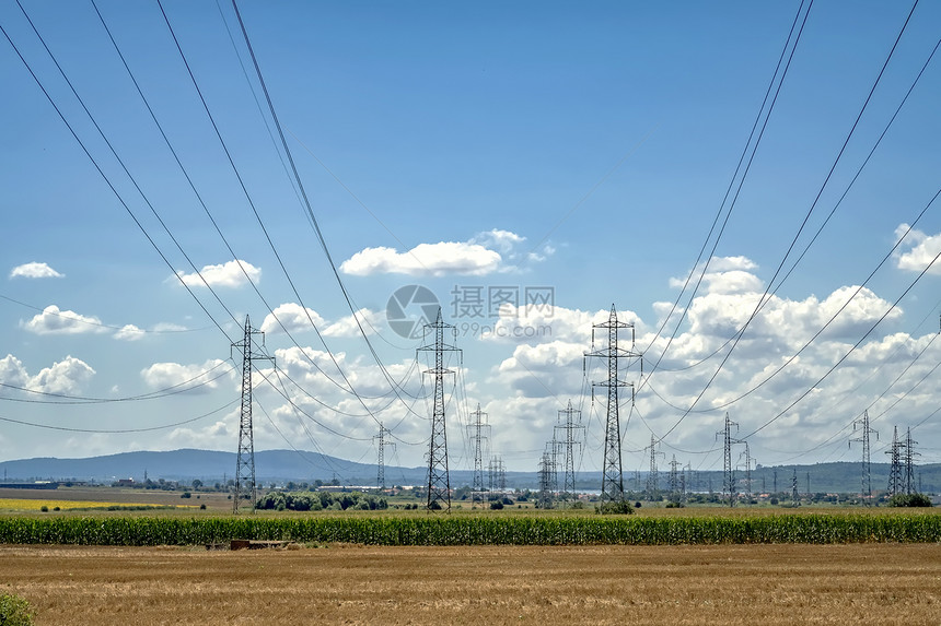 供应电塔和线的行数塔和线植物基础设施图片