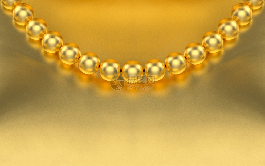 3D将金球项链建在墙壁背景上优雅的宝石价值图片
