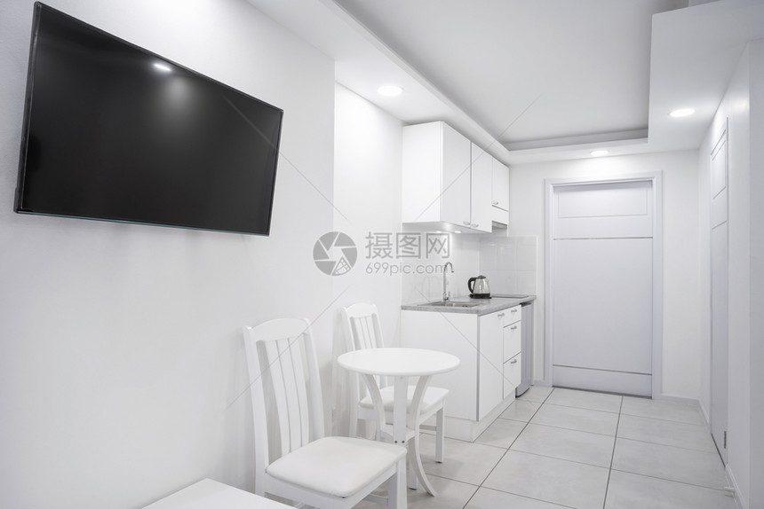 装饰现代白色客厅概念模拟了室内设计用于商店旅馆公寓陈列式的室内设计宣传册床图片