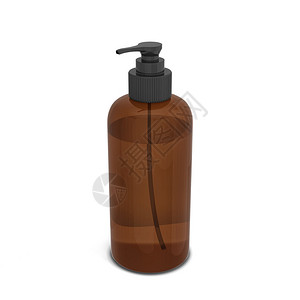 淋浴医疗的香水瓶液化妆品的空瓶子3d插图以白色背景隔离图片