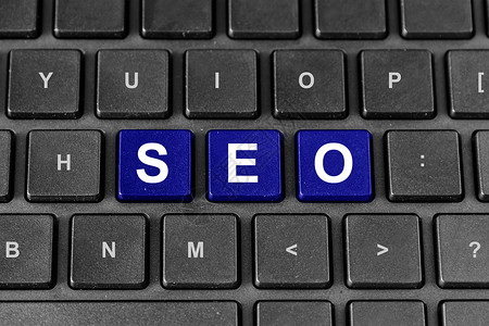 键盘上的SEO万维网数据蓝SEO键盘上的搜索引擎优化单词服务背景