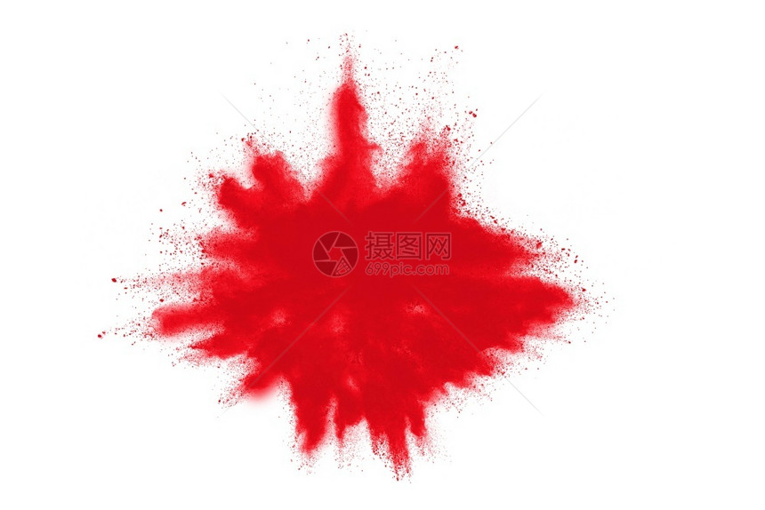 气体烟白背景的红色粉末爆炸彩云多的灰尘爆炸质地图片