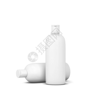 空化妆品瓶洗剂化妆品包装白色背景上隔离的洗发水或凝胶瓶3d插图浴室空白的设计图片