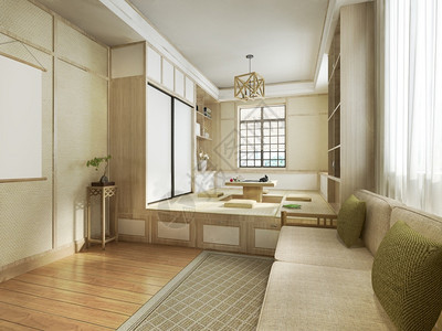 休息室3D提供日本风格的起居室餐厅文化图片