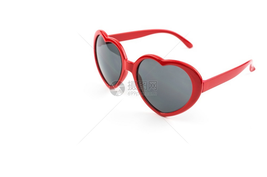 棕色的闪亮眼镜红心形状太阳镜孤立在白色背景上暑假情人节旅行红心形状的太阳镜图片