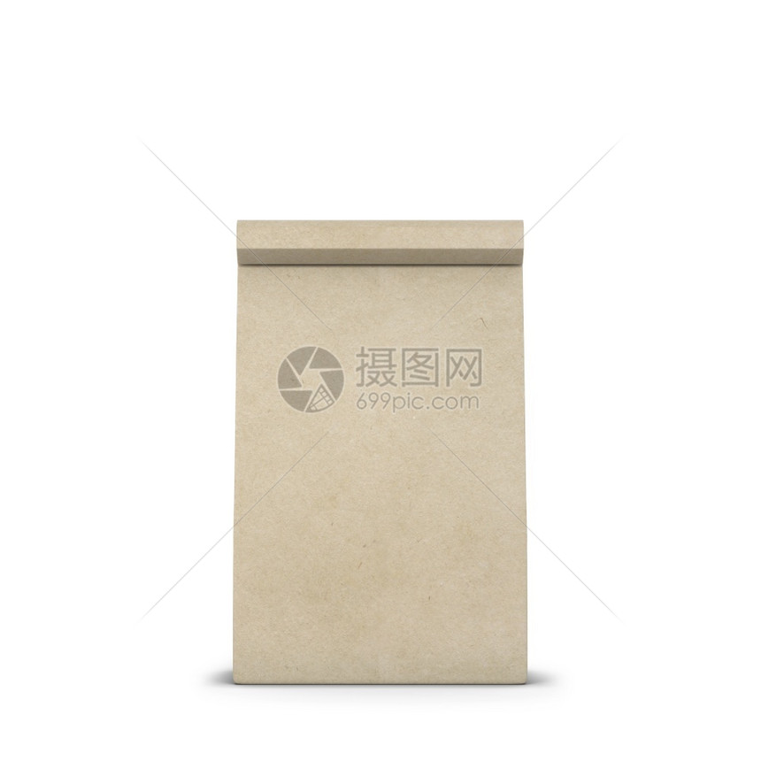 折叠午餐购物白色背景上孤立的纸袋包装模型3d插图图片