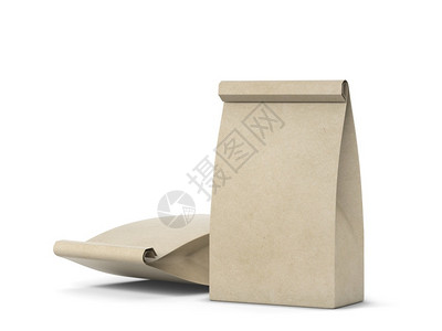 盒新鲜白色背景上孤立的纸袋包装模型3d插图水果图片
