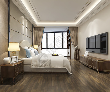 建成住宅墙3d在酒店提供豪华现代卧室套房图片