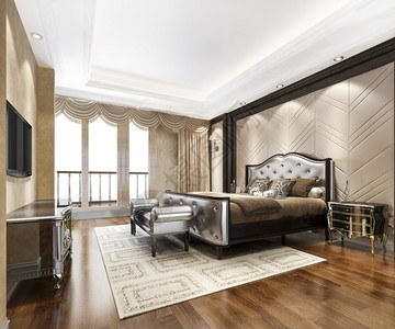 放松睡觉家3d在酒店提供豪华的经典现代卧室套房图片