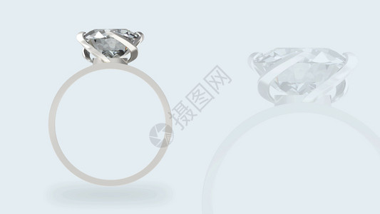艺术3d制作奢华的婚嫁钻石戒指在浅色背景上剪切路径克拉金子图片